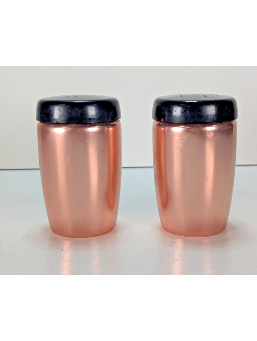 Vintage West Bend Rose Gold Aluminum Salt and Pepper Shakers Mid Century Modern